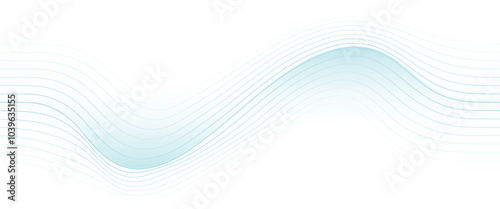 Abstract blue smooth waves on white background.Vector