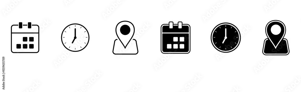 date, time and location icon vector design, editable date, time, location icon design, event update, illustration
date, time and location icon vector design, editable date, time, location icon design, event update, illustration
