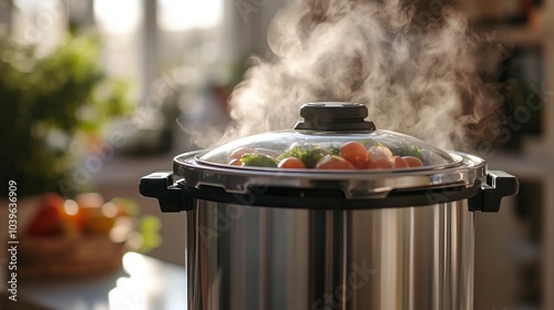 Steaming Pressure Cooker Closeup