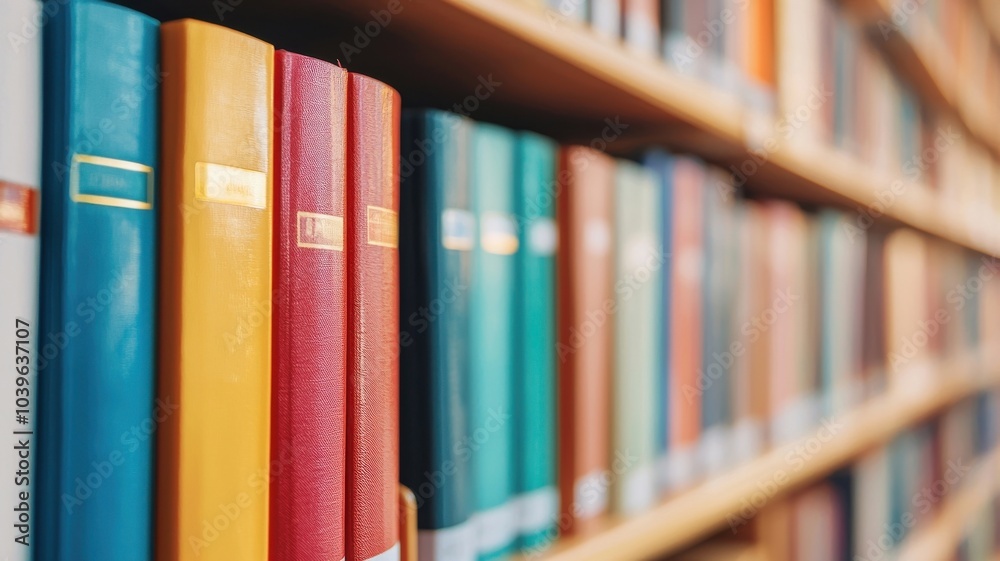 Exploring the rich tapestry of knowledge a close-up view of colorful books in a library setting Exploring the rich tapestry of knowledge a close-up view of colorful books in a library setting