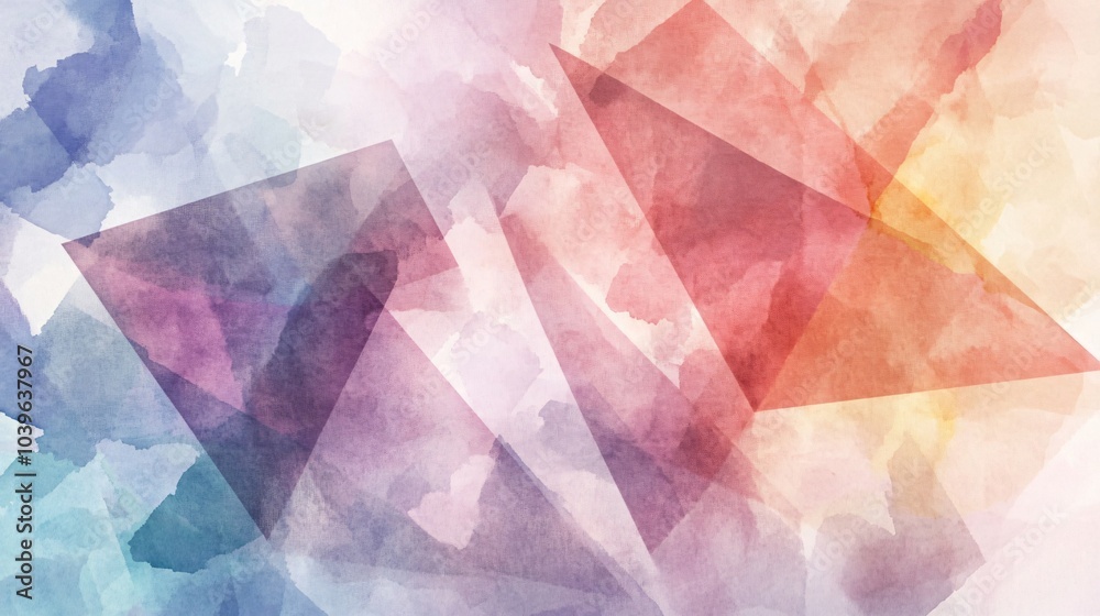 custom made wallpaper toronto digitalAbstract watercolor background with geometric shapes in blue, purple, red, and yellow colors.