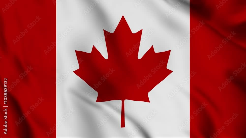 Canada flag background loop animation in 4k footage.
