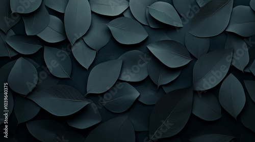 A close up of black leaves with a dark background photo