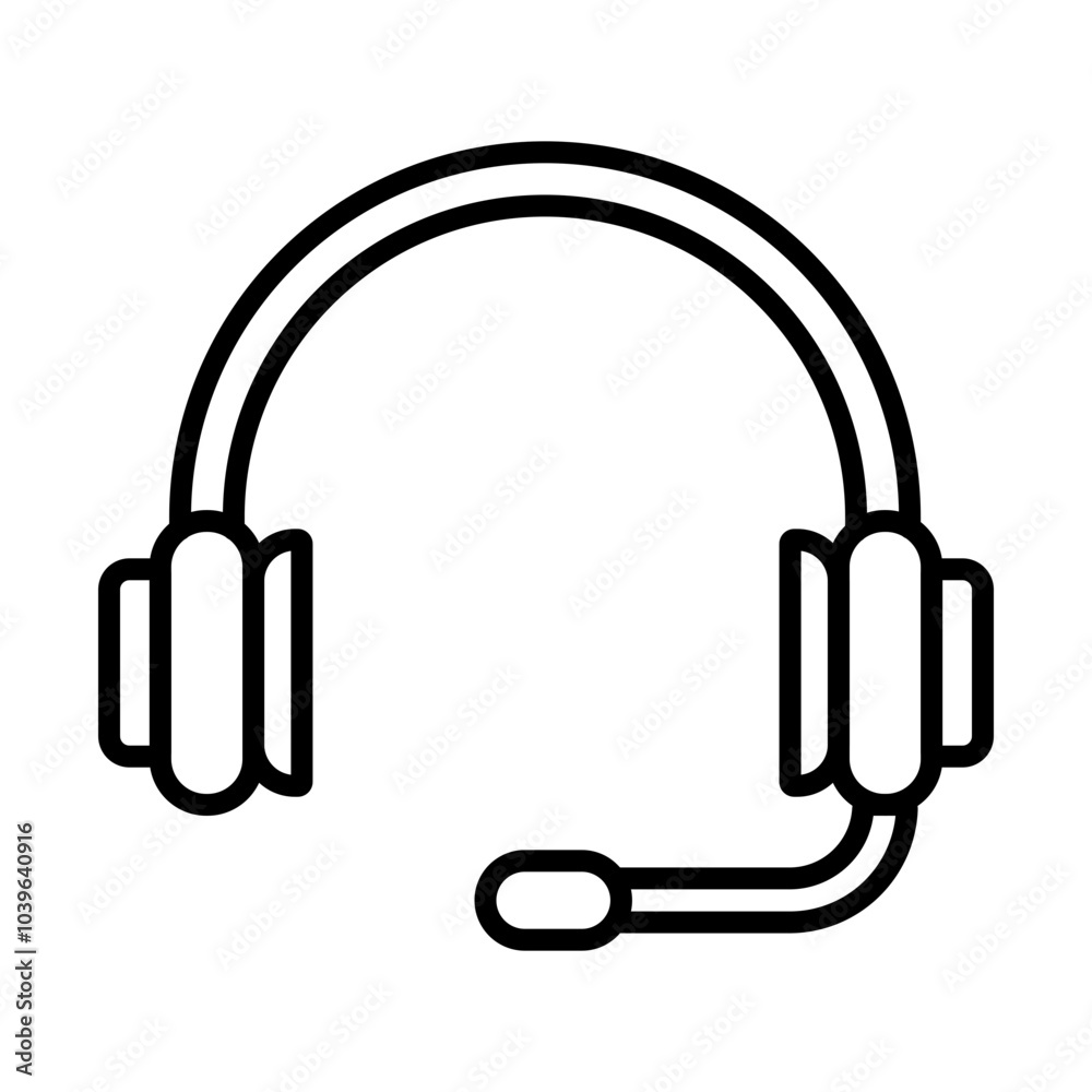 Headphones with Mic line icon Headphones with Mic line icon