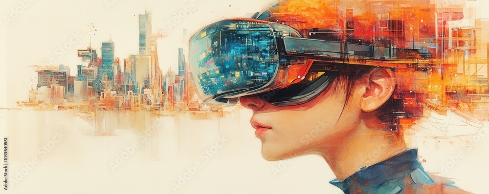 Futuristic Woman with Virtual Reality Glasses Futuristic Woman with Virtual Reality Glasses