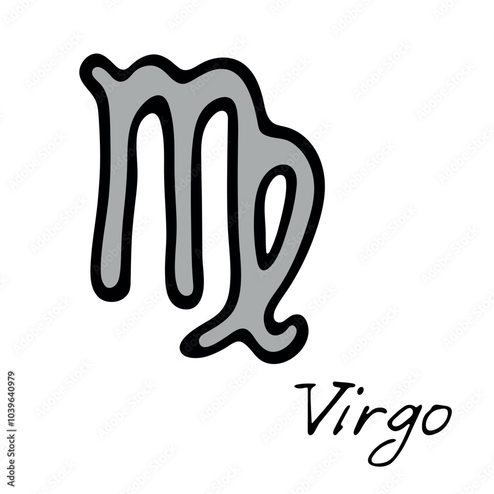 Hand drawn virgo zodiac sign Esoteric symbol doodle Astrology clipart Element for design Hand drawn virgo zodiac sign Esoteric symbol doodle Astrology clipart Element for design