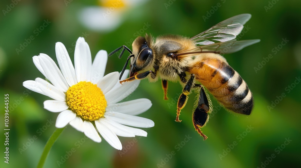 Bee Pollinating Flower in Natural Setting