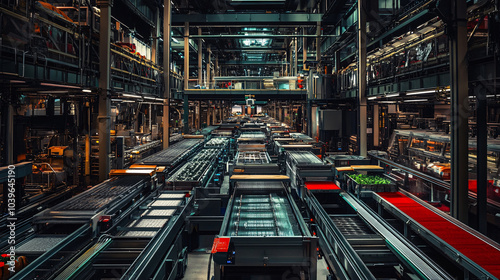 Conveyor Belts In Industrial Factory - Modern Production Line