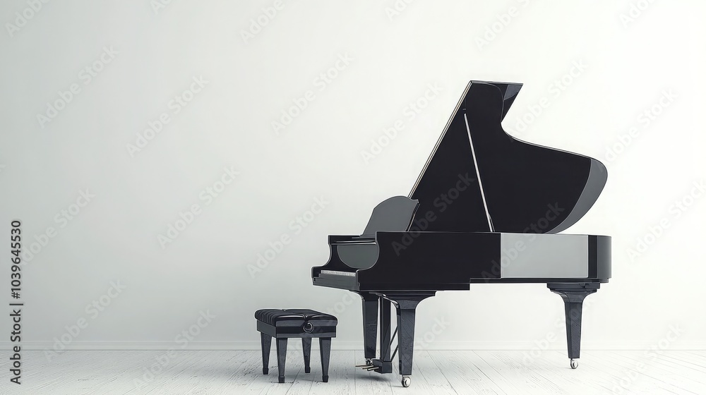 Elegant Grand Piano in Minimalist Setting Elegant Grand Piano in Minimalist Setting