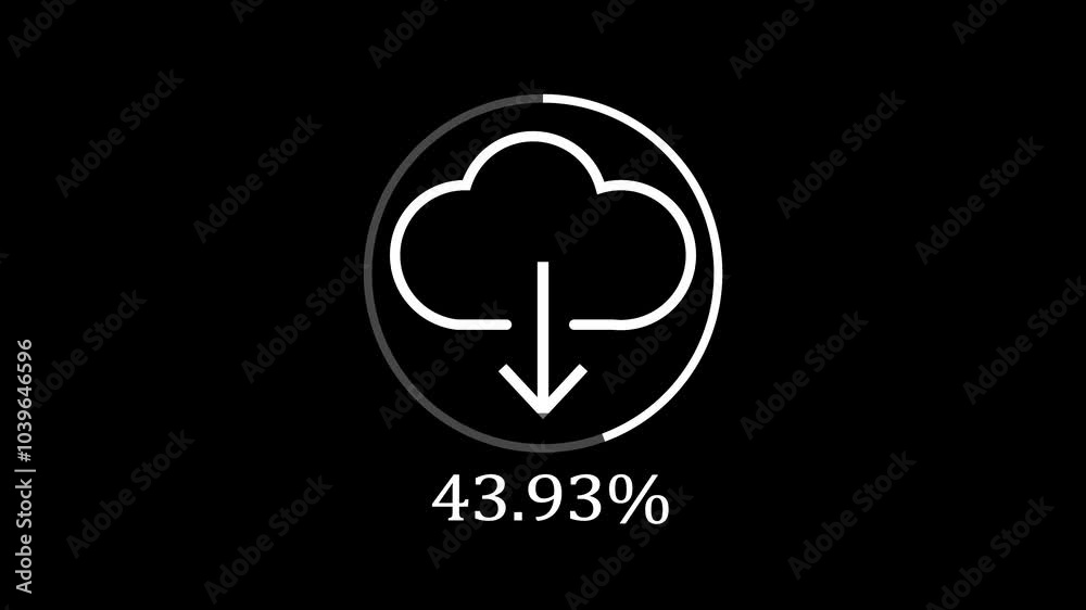 Cloud file download or transfer process with arrow icon animation. Circle with counting number animation of the white cloud computing download icon concept file. Cloud file download or transfer process with arrow icon animation. Circle with counting number animation of the white cloud computing download icon concept file.