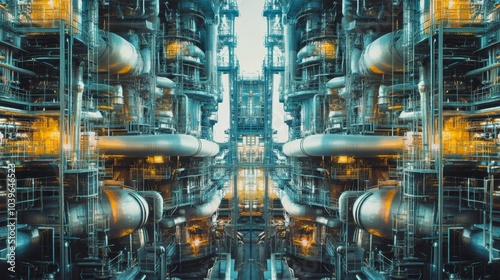 Industrial Control Room with Vast Pipe Networks