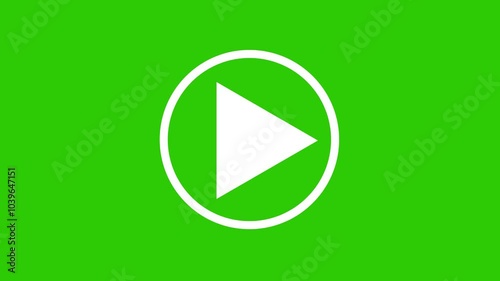 White circle Play button icon. Video and audio music play button animation icon on green background. Play button animation icon concept.