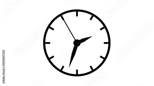 Modern new wall clock with moving arrows animation on black background.
