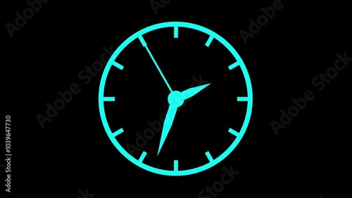 Modern new wall clock with moving arrows animation on black background.