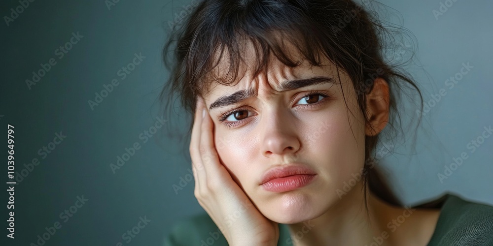A person holding their cheek with a pained expression, highlighting the discomfort of throbbing tooth pain. Subtle swelling along the jawline emphasizes the severity of the issue. A person holding their cheek with a pained expression, highlighting the discomfort of throbbing tooth pain. Subtle swelling along the jawline emphasizes the severity of the issue.