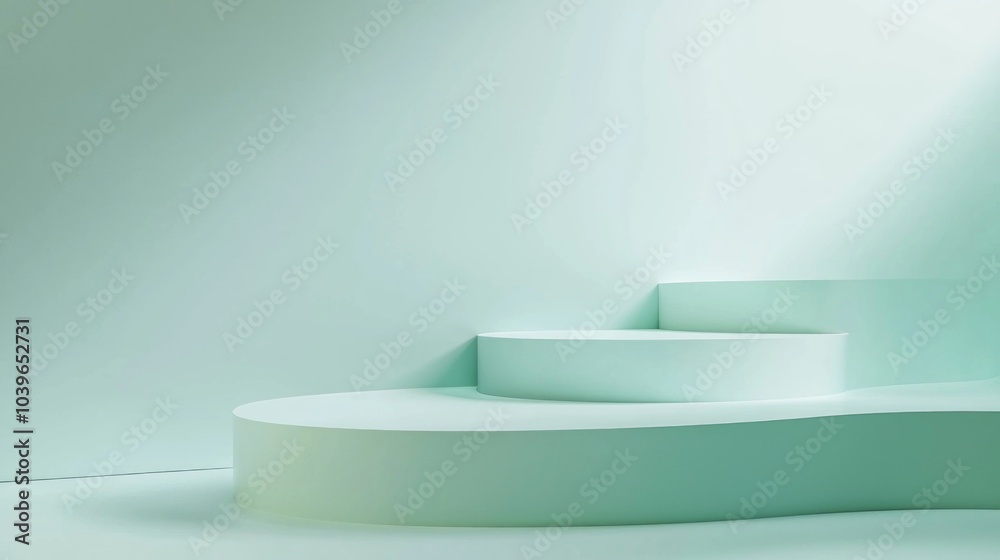 Obraz premium Serene 3D Render Background in Soft Blue and Green Gradients with Textures for Electronic Product Showcases