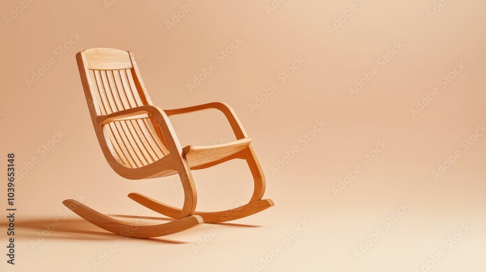 Wooden rocking chair on a pastel background Wooden rocking chair on a pastel background
