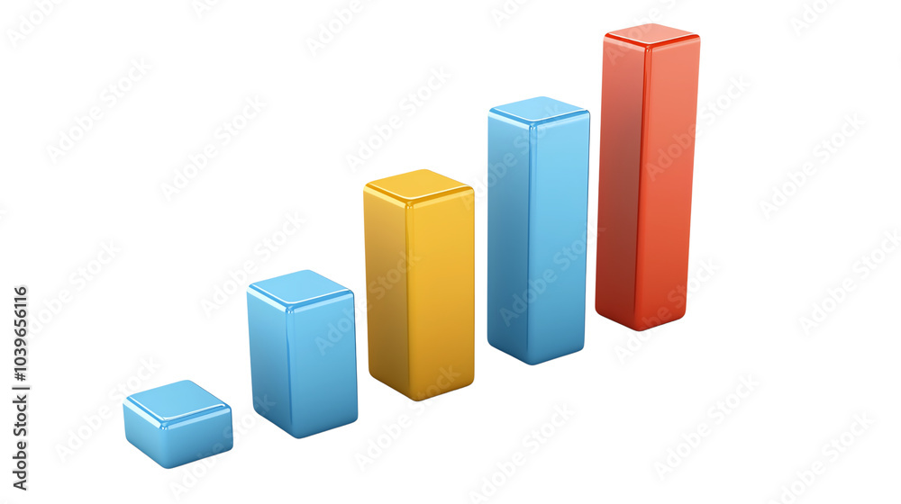 Colorful bar graph displaying growth data on a white isolated background. transparent background Colorful bar graph displaying growth data on a white isolated background. transparent background