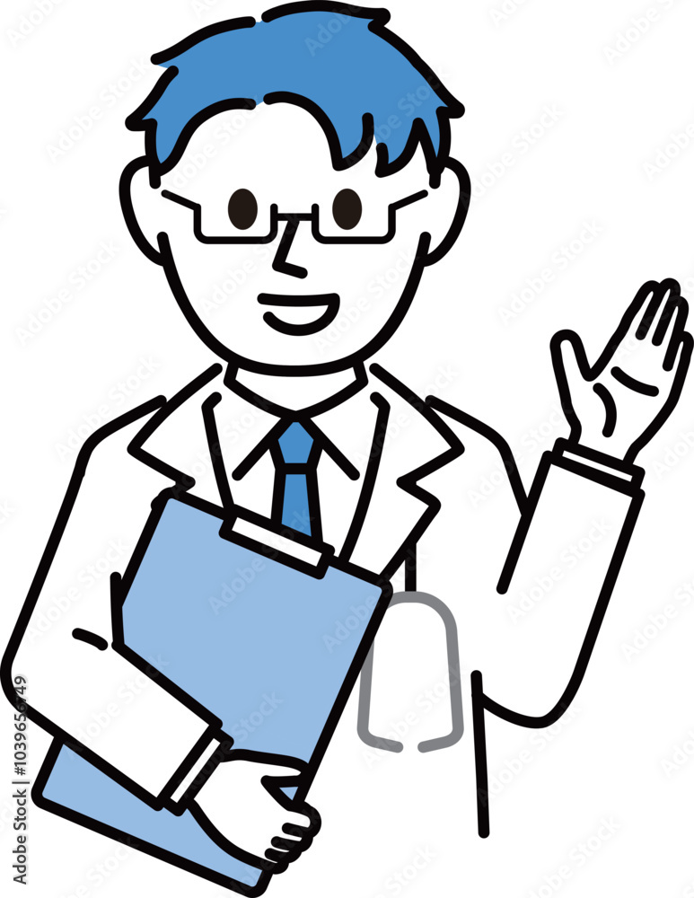 白衣を着た説明する医者 白衣を着た説明する医者