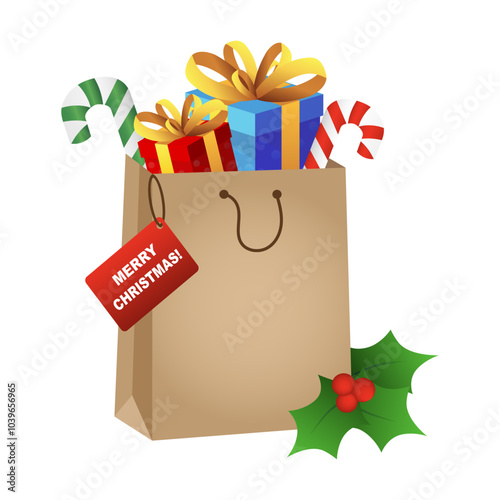 Christmas gifts and shopping bags. Vector illustration