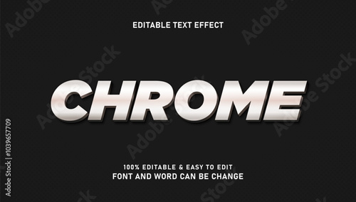 Chrome effect text with editable modern 3D style