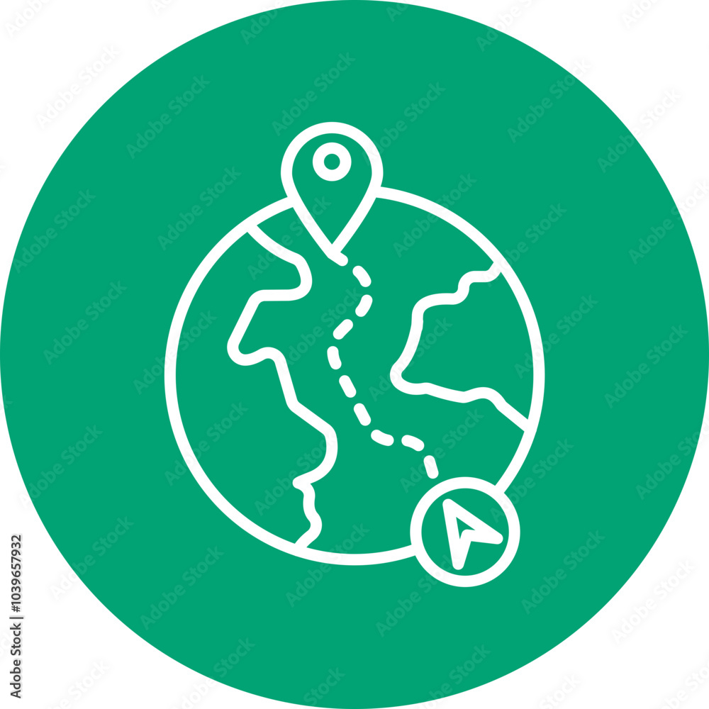 Globe with Paths line circle icon Globe with Paths line circle icon