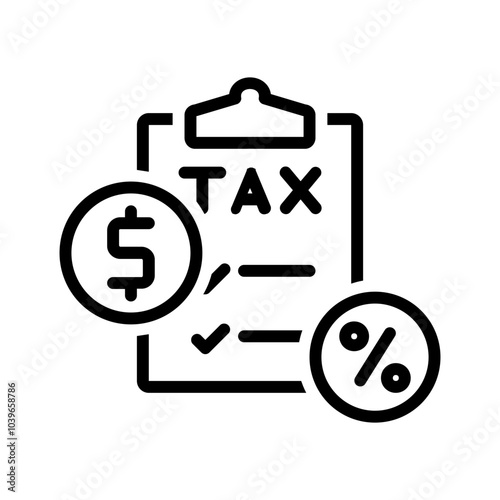 Vector black line icon for Taxation