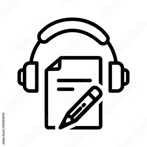 Vector black line icon for Transcription