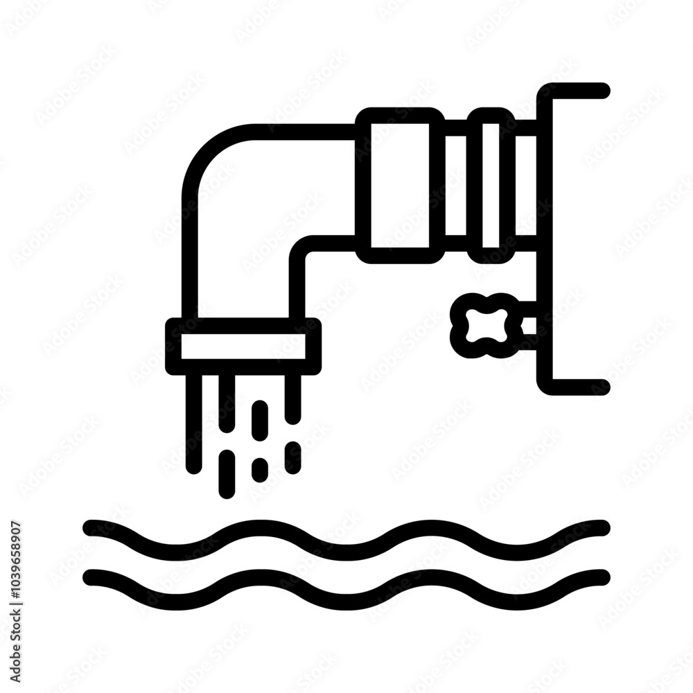 Vector black line icon for Drainage facility