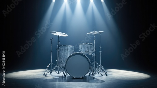 Dramatic Spotlight on a Modern Drum Set