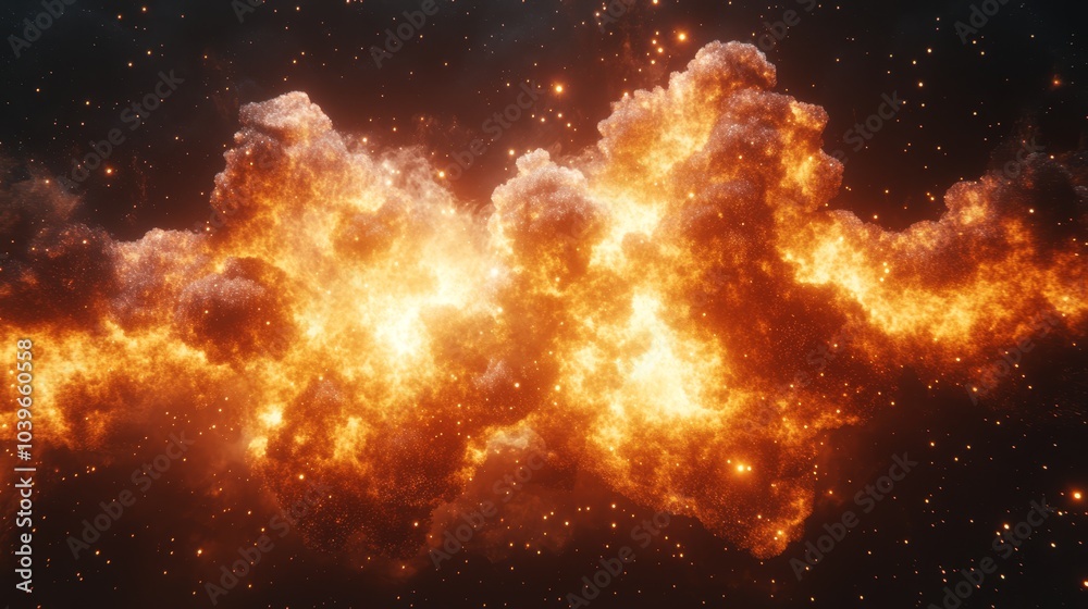 Naklejka premium an orange and yellow star cluster against a black night sky