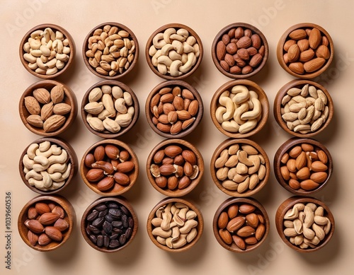 nuts in wooden bowls