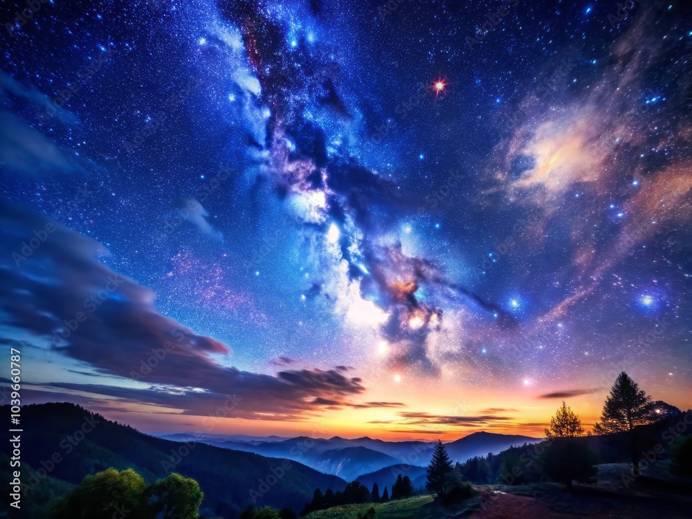 Timeless Indigo Twilight Sky Filled with Stars, Capturing the Eternal Beauty of Nighttime Splendor Timeless Indigo Twilight Sky Filled with Stars, Capturing the Eternal Beauty of Nighttime Splendor