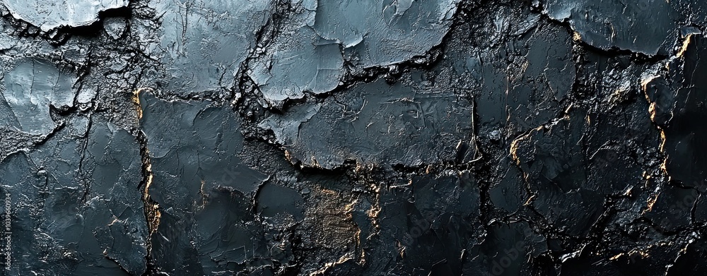 Close-up of cracked and weathered black surface with rough texture and peeling layers Generative AI Close-up of cracked and weathered black surface with rough texture and peeling layers Generative AI
