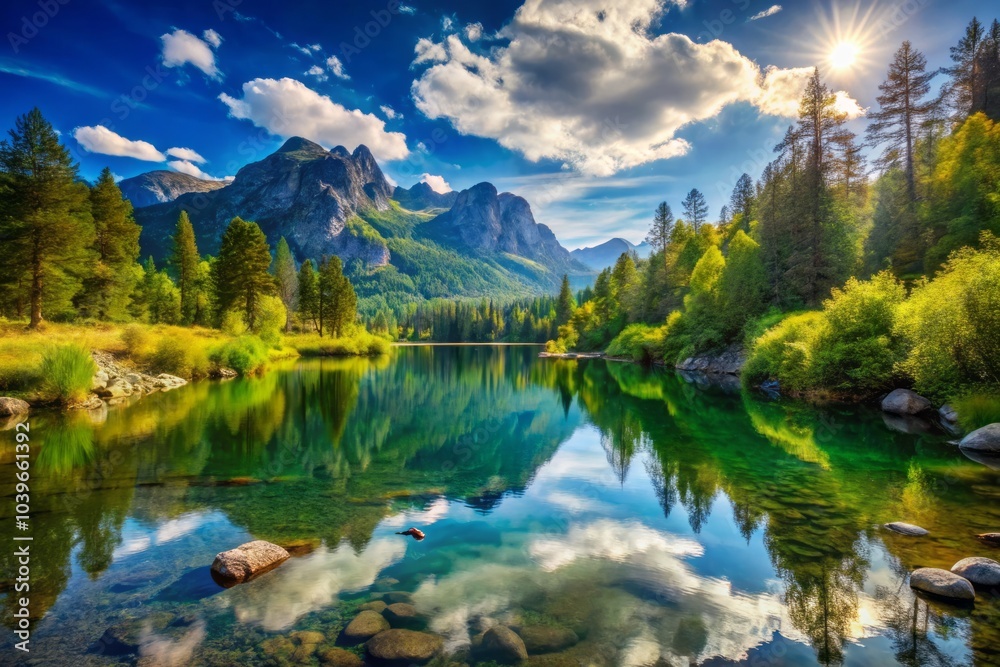 Unspoiled Natural Beauty Showcasing Tranquility and Serene Seclusion in a Picturesque Landscape Unspoiled Natural Beauty Showcasing Tranquility and Serene Seclusion in a Picturesque Landscape