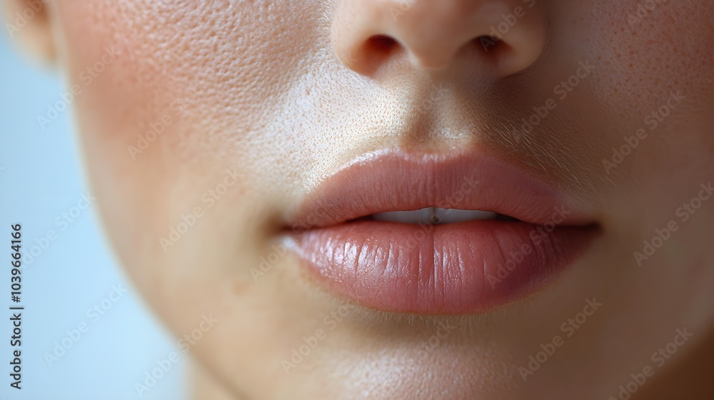 Obraz premium Anti-wrinkle cream application video tutorial, highlighting technique and transformation around the mouth area, ending with before-and-after close-up shots, Realistic, High-Resolution