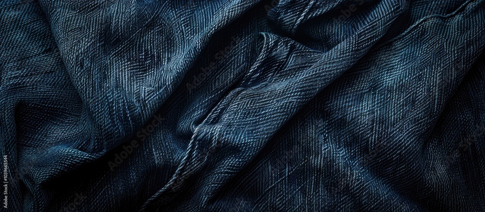 Close up shot of a textured denim background with ample copy space image