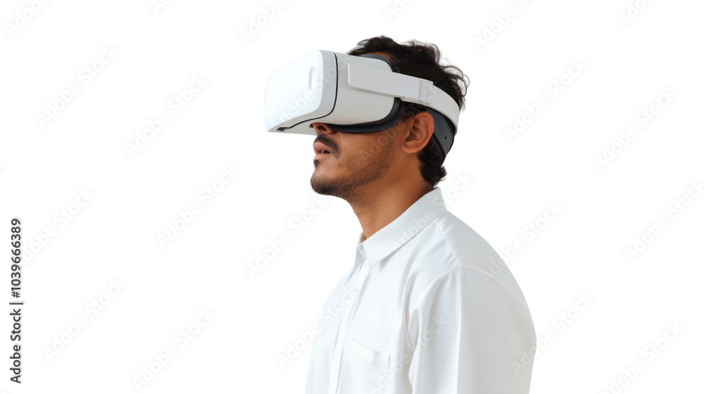 Teenager boy wearing virtual reality glasses
isolated from the white background. Teenager boy wearing virtual reality glasses
isolated from the white background.
