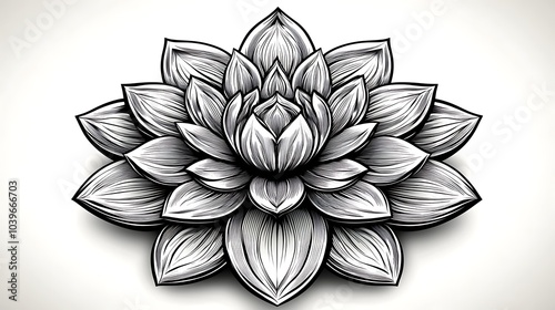 A monochrome mandala with intricate patterns, featuring various shades of blue. The soft, calming design radiates from the center, creating a serene and peaceful atmosphere. photo