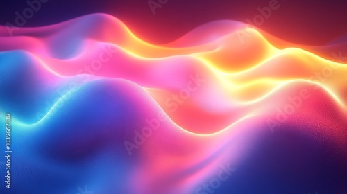 A colorful, abstract image of a wave with a purple and orange hue