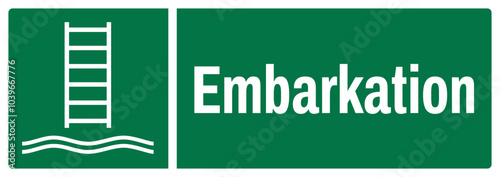 ISO emergency and first aid safety signs text variation_embarkation_landscape size 1/2 a4,a3,a2,a1