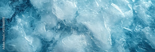 Close-Up of Cracked Ice Texture on a Turquoise Surface