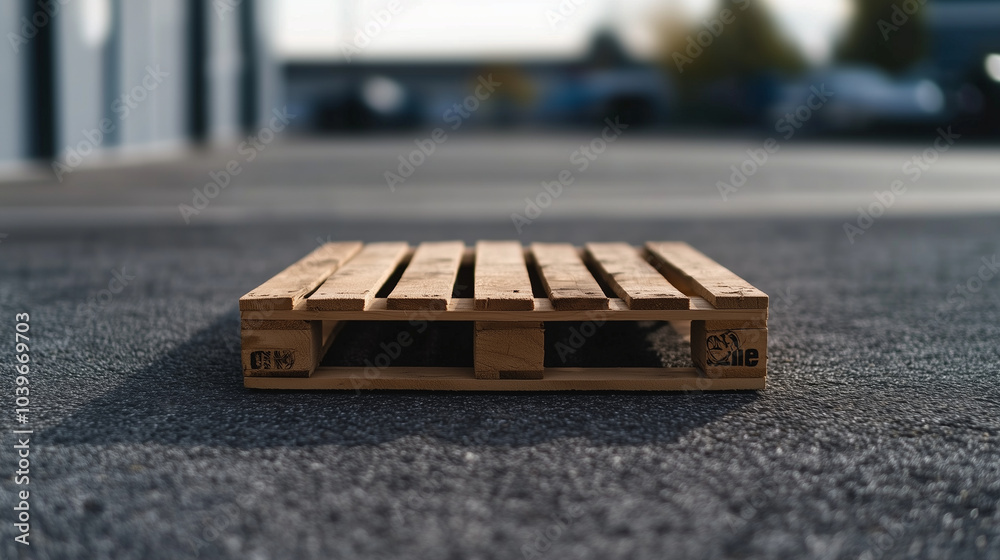 A single wooden pallet photographed on a white background, the focus on its industrial design, durability, and simplicity. A single wooden pallet photographed on a white background, the focus on its industrial design, durability, and simplicity.