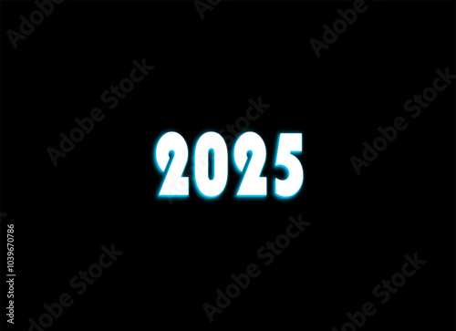 new year 2025 blue glowing effect graphics