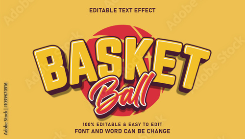 Basketball text effect with 3d vector style that can be edited