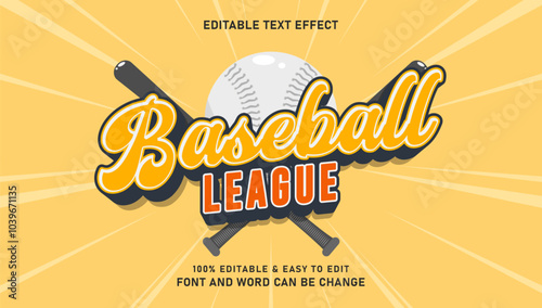 Baseball text effect with 3d vector style that can be edited