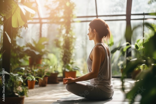 Lotus position sitting plant yoga.