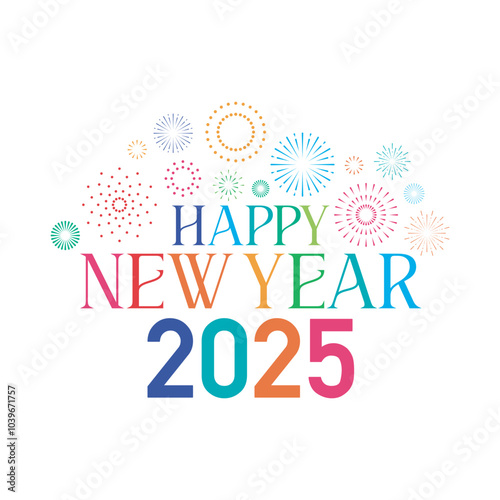 New year 2025, New year 2025 Colorful Text with white background