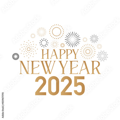 New year 2025, New year 2025 black and golden text with white background