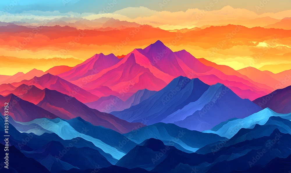 sunset over a mountain,generation AI
